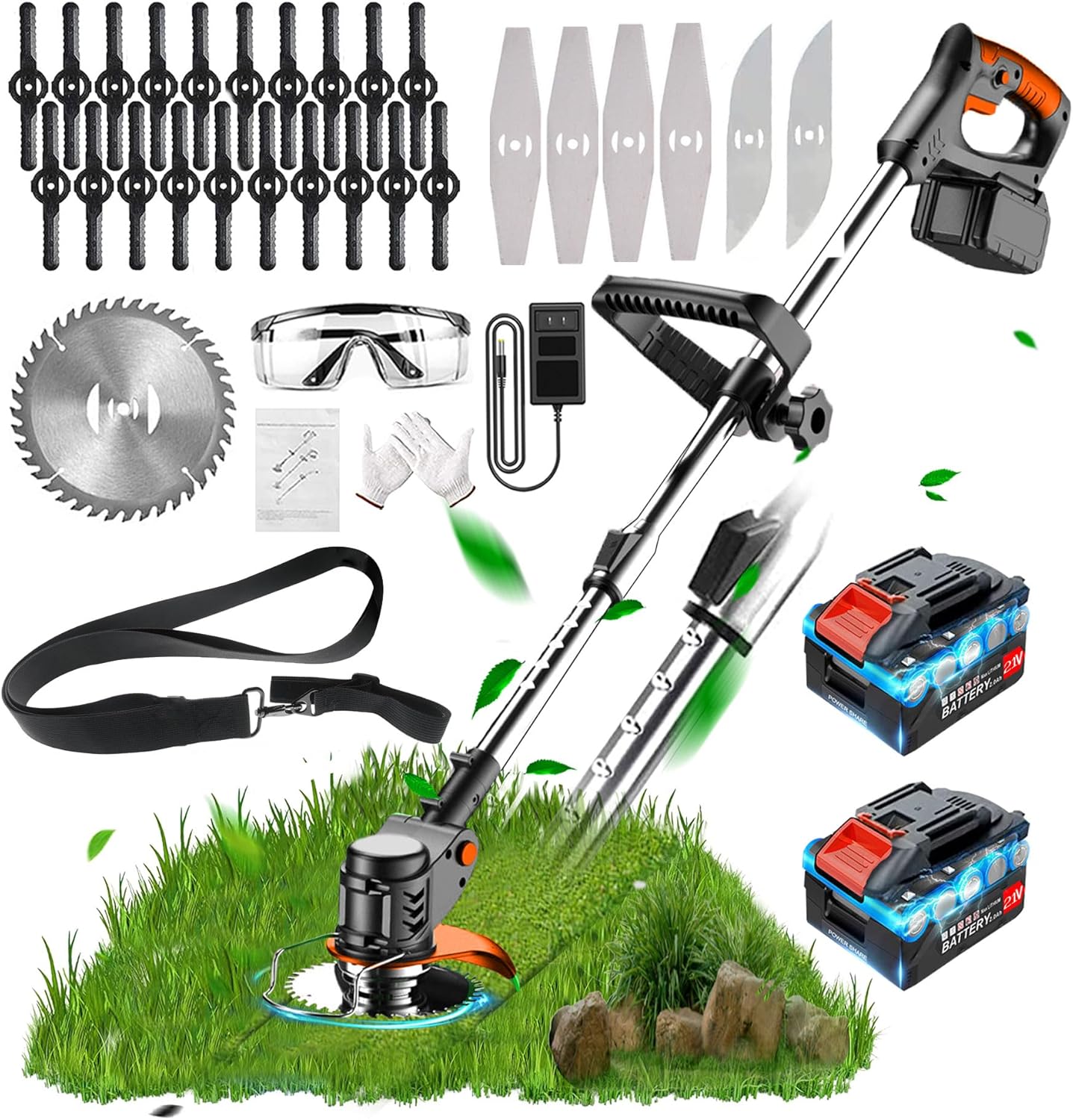 Electric Weed Eater 21V Weed Eater with 2 Li-ion Battery