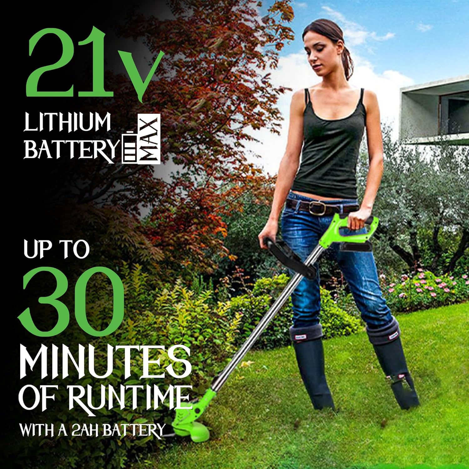 Electric Weed Eater 21V Weed Eater with 2 Li-ion Battery - Image 2